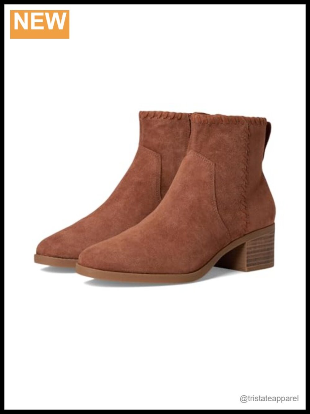 TOMS Delilah Ankle Boots - Leather Suede Block Heel Zip